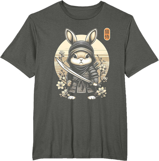 Japanese Samurai Ninja Rabbit Tattoo Japanese Kawaii Art T-Shirt