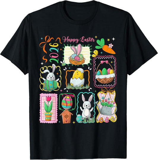 Happy Easter 2026 Cute Bunny Eggs Easter Day Girl Women Kid T-Shirt