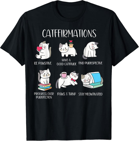 Retro Cat Affirmation Inspirational Quote Positive Cat Owner T-Shirt