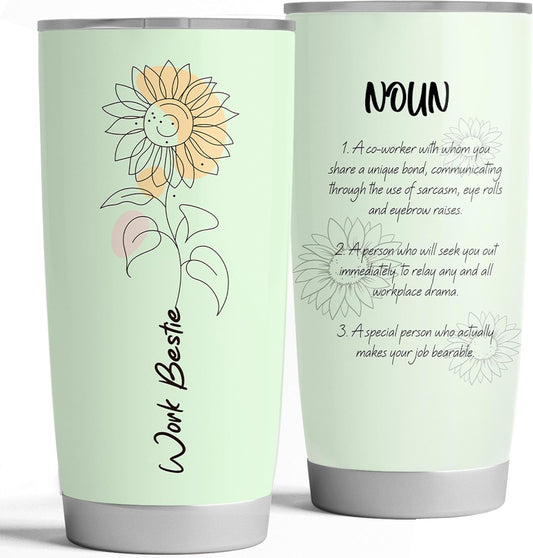 Funny Work Bestie Tumbler 20oz – Work Besties Gifts for Women Birthday Gift for Coworker – Favorite Work Mug Coffee Cup for Friends – Bestie Cup Cute Office Friendship Gift