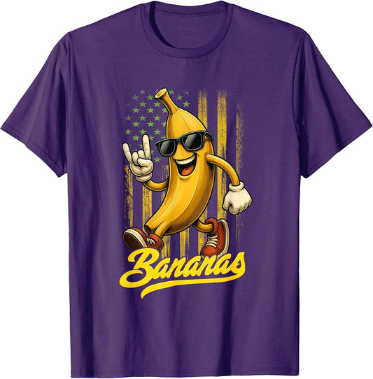 Funny Bananas Proud Name Retro American Flag Bananas Lover T-Shirt