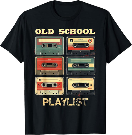 Old School Playlist Vintage Cassette Tapes Throwback Memory T-Shirt