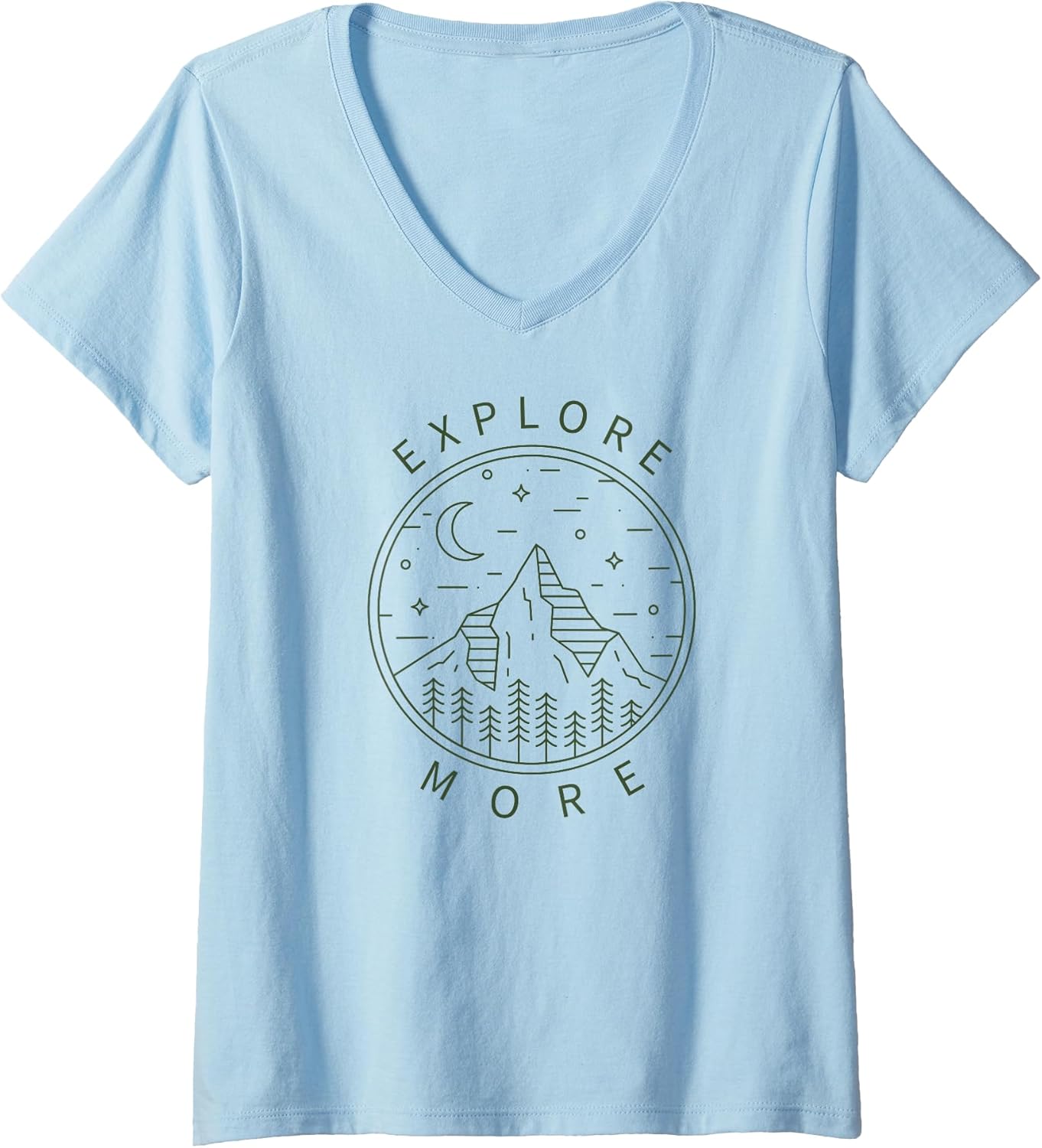 Womens Explore More Minimalist Mountains Hiking Hiker Rock Climbing V-Neck T-Shirt