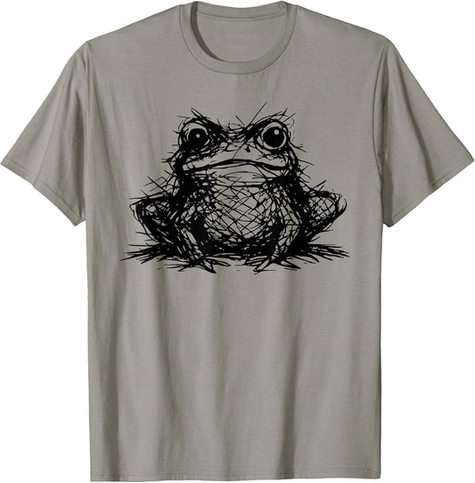 Minimal Line Art Minimalist Abstract Sketch Scribble Frog T-Shirt