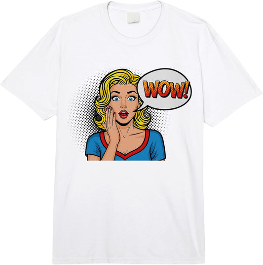 Pop Art Wow Comic Style Retro Design Vintage Surprised Woman Comfort Colors Adult Heavyweight T-Shirt