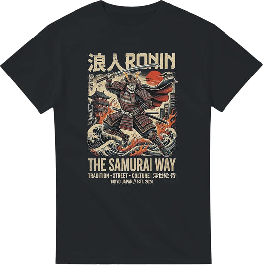 Japanese Samurai T-Shirt – Vintage Ukiyo-e Inspired Warrior Graphic Tee for Men & Women, Japanese Art Shirt