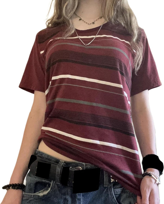 Grunge Shirt Y2k Women Graphic Gothic Short Sleeve Oversized Top Teen Girl Goth Punk Vintage Aesthetic Emo Baggy Tee