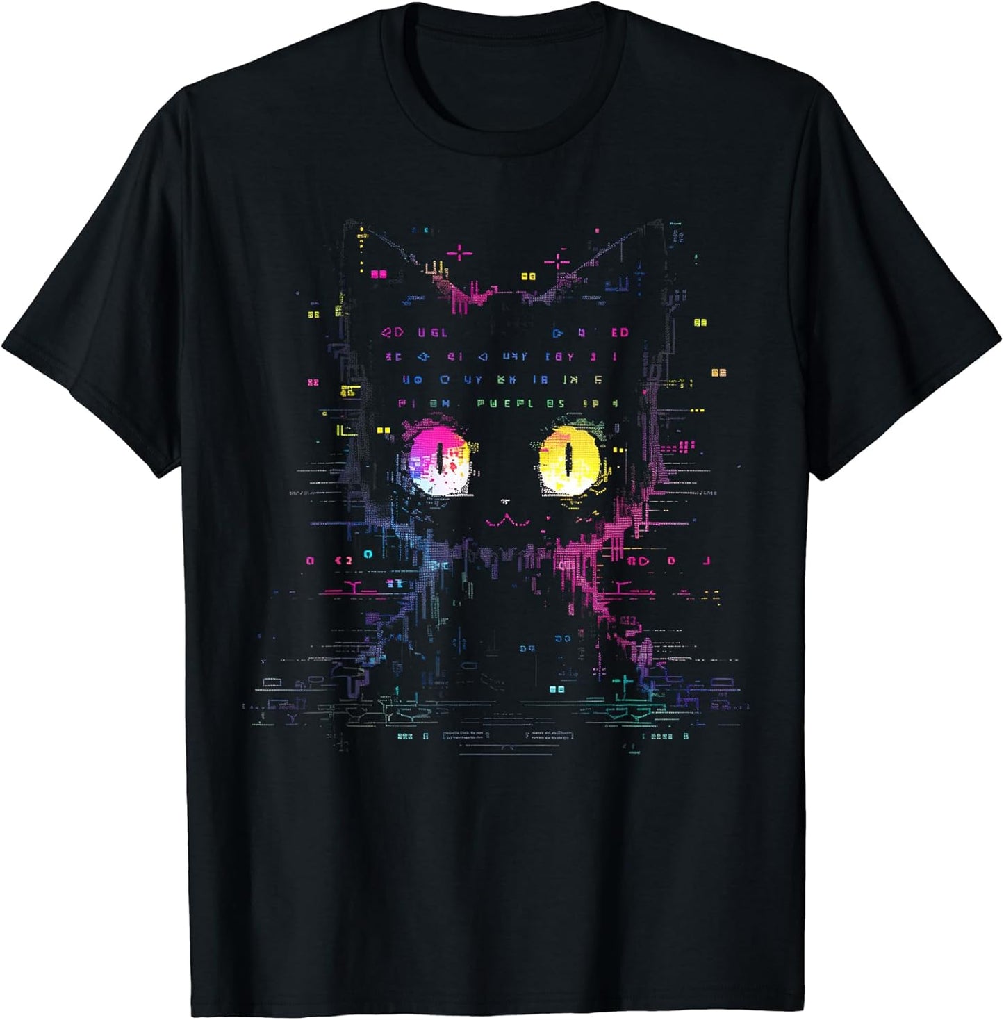 Cool Digital Cat design, Coding Computer pixel art T-Shirt