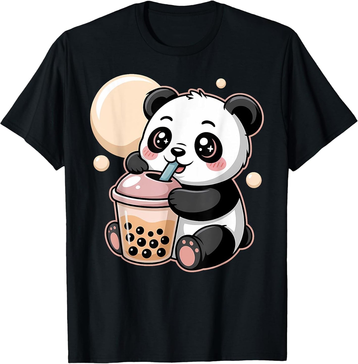 Cute Kawaii Panda Drinking Boba Bubble Tea Aesthetic T-Shirt