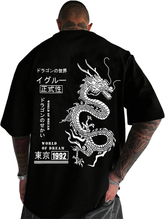 Mens Graphic Tees Vintage T-Shirts Oversized Letter Print Casual Crewneck Cotton Top Short Sleeve Rapper Streetwear