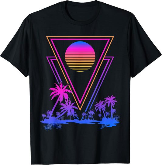 Retro Synthwave Aesthetic 1980s Palm Trees 90s Vaporwave T-Shirt