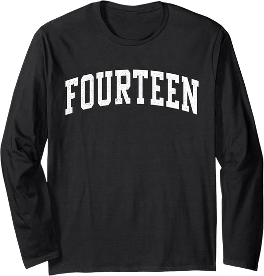 Fourteen Minimalist 14th Birthday Design 14-Year-Old Long Sleeve T-Shirt