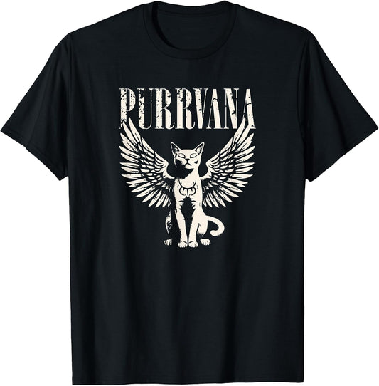 Purrvana Funny Cat Parody 90s Grunge Rock Music T-Shirt