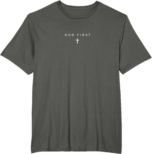 God First Minimalist Christian Faith Based Cross Religious T-Shirt