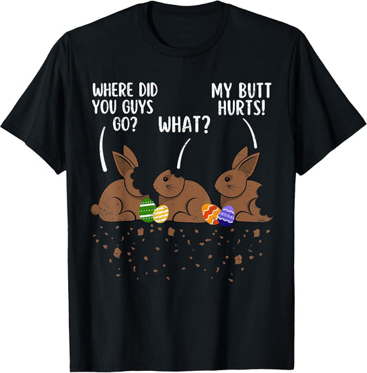 Where Did You Guys Go Funny Chocolate Bunny Easter Kids T-Shirt
