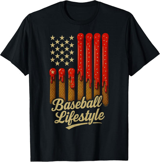 Baseball Life Style Apparel Youth Baseball Drip Ice Cream T-Shirt