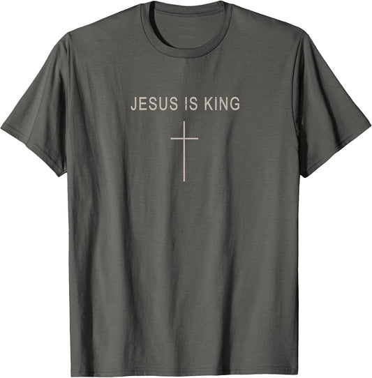 Cross Jesus is King Minimalist Christian Boy Toddler God Mom T-Shirt