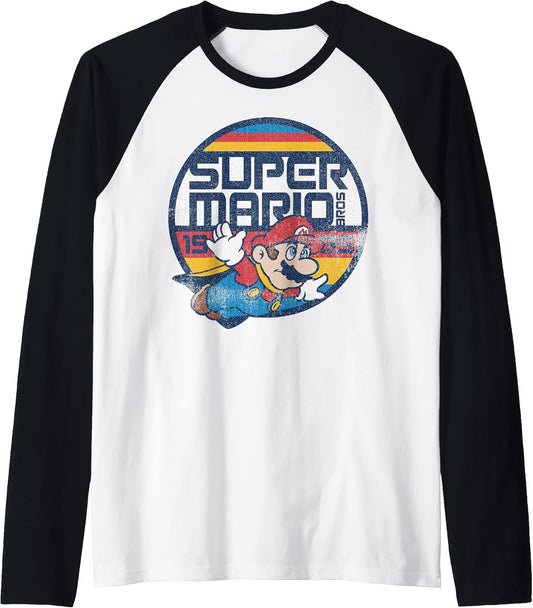 Classic Retro Flying 1985 Graphic Raglan Baseball Tee