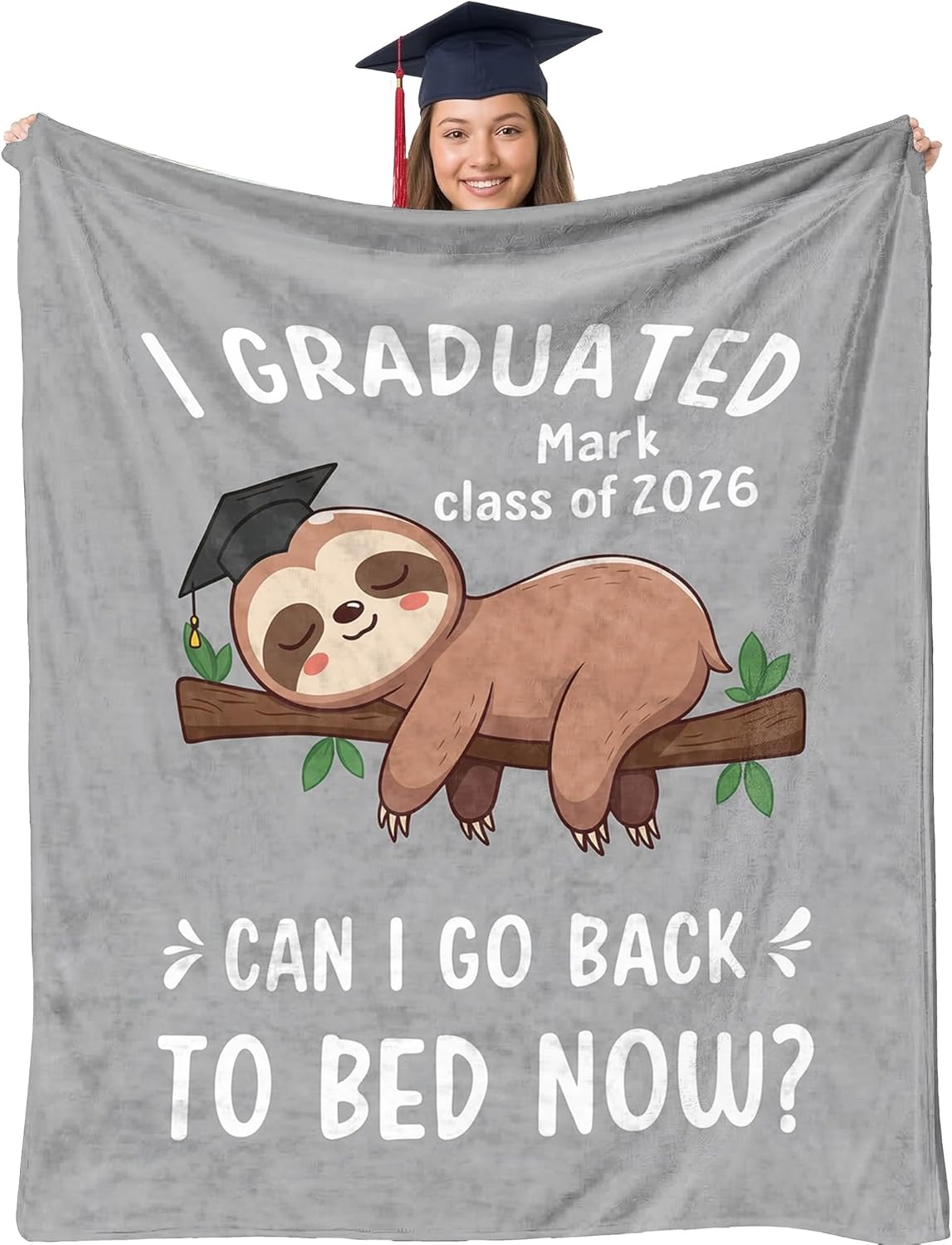 KiKiLuna Personalized Graduation Flannel Throw Blanket, Custom Name and Class Year Blanket, Graduation Gift for Senior College Student Class of 2026
