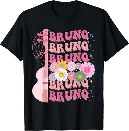 Girl Retro Bruno First Name Personalized Groovy 80's T-Shirt