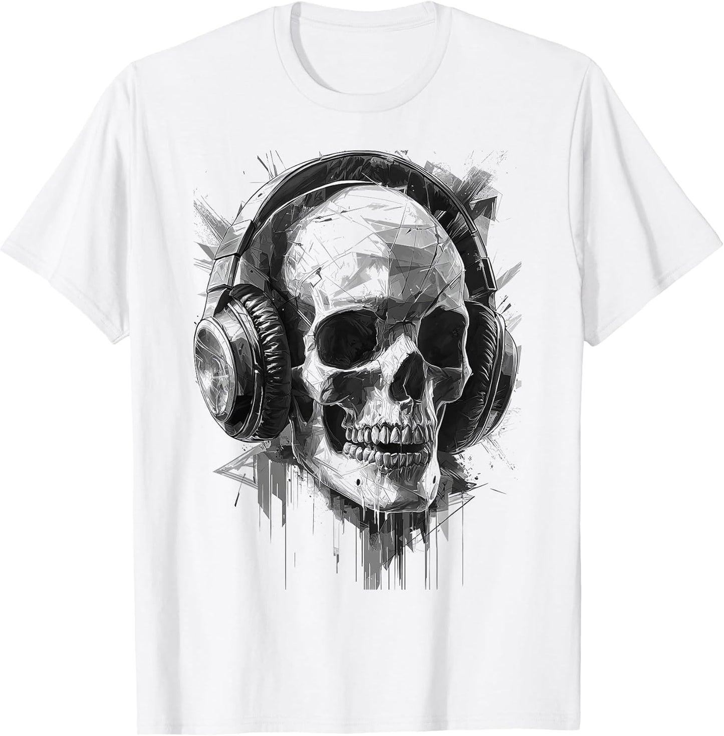 Skull with Headphones | Minimalist Design | Graphic T-Shirt