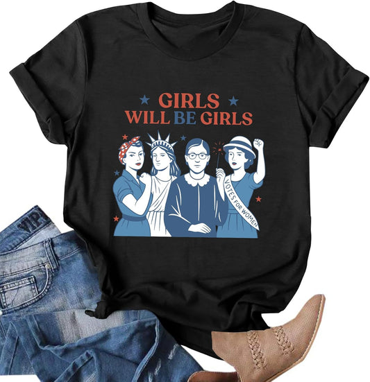 Feminist Shirt for Women RBG Graphic T-Shirt Patriotic 4th of July Tees Inspirational Quote Tops