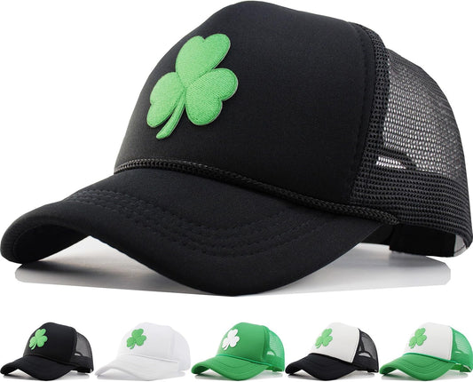 St Patricks Day Green Shamrock Trucker Hats, Ireland Irish Men Women Clover Baseball Cap, Gifts for Dad Mom Grandpa Grandma