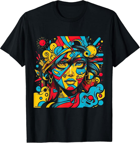 Bold Abstract Pop Art Woman Color Explosion T-Shirt