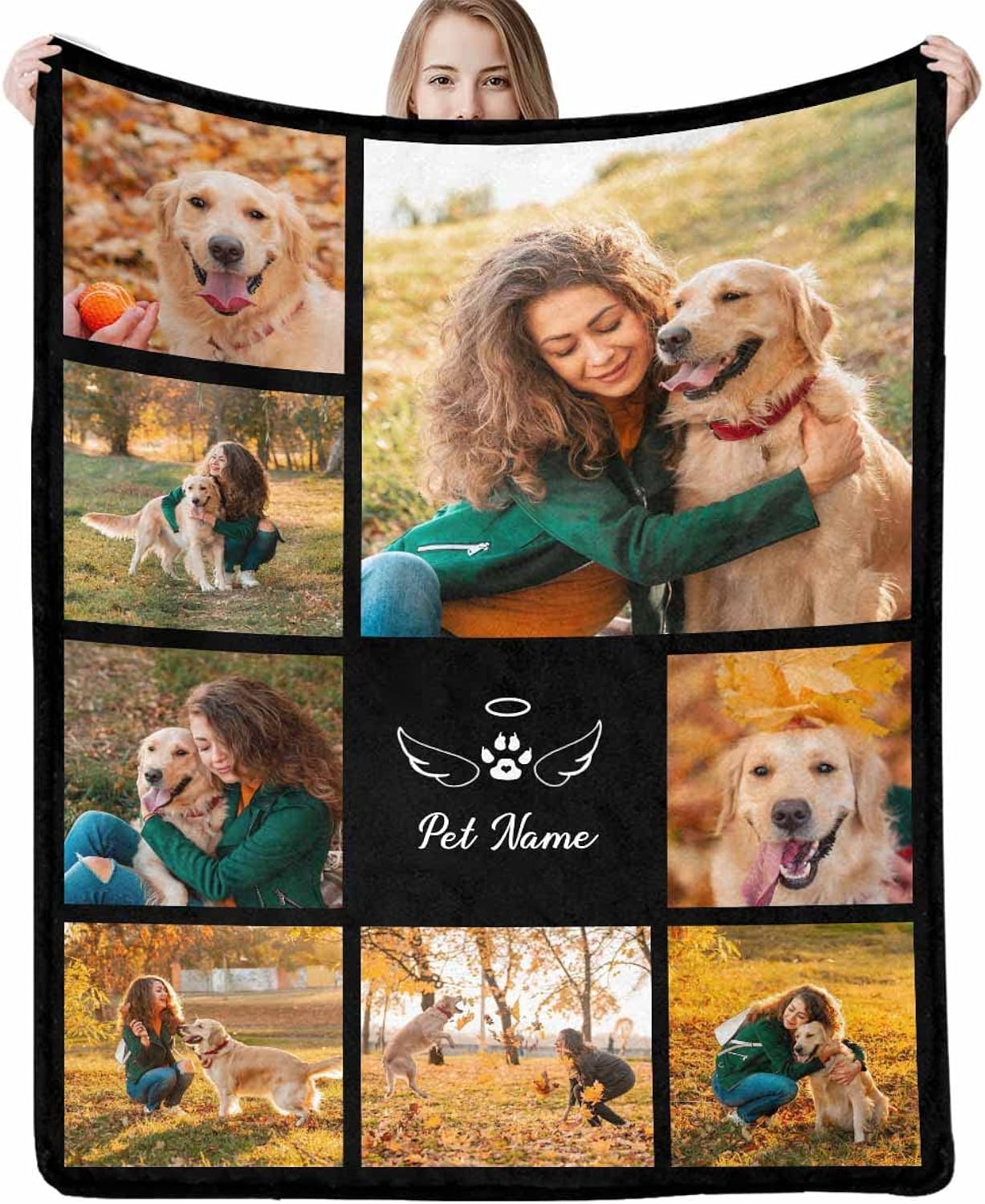 D-Story Dog Memorial Blanket, Customized Blankets with Photos for Pet Lover, Personalized Pet Memorial Gifts, Cat Loss Gift, Bereavement Gifts for Loss of Dog, Loss of Pet Sympathy Gift