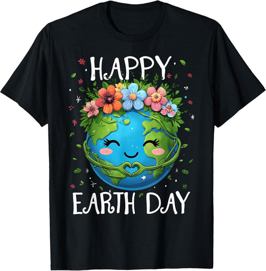 Happy Earth Day Heart Floral Earth Day Boys Womens Girls T-Shirt