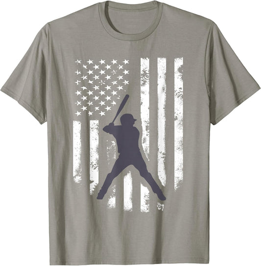 American Flag Baseball Shirt Cool Distressed Jersey Gift Tee T-Shirt