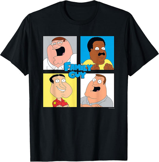 Colorful Pop Art Character Grid Funny Cartoon T-Shirt