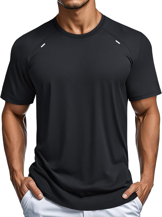 Men's Dry Fit Shirts Mesh Short Sleeve Athletic Lightweight Workout Performance Hiking Shirt