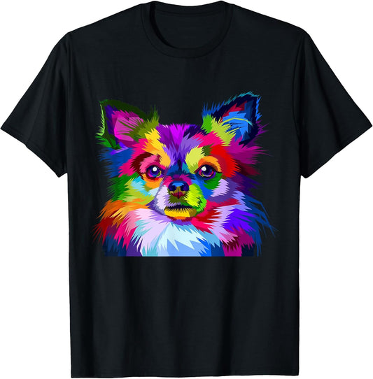 Long Hair Chihuahua Pop Art Portrait Art for Dog Owners T-Shirt