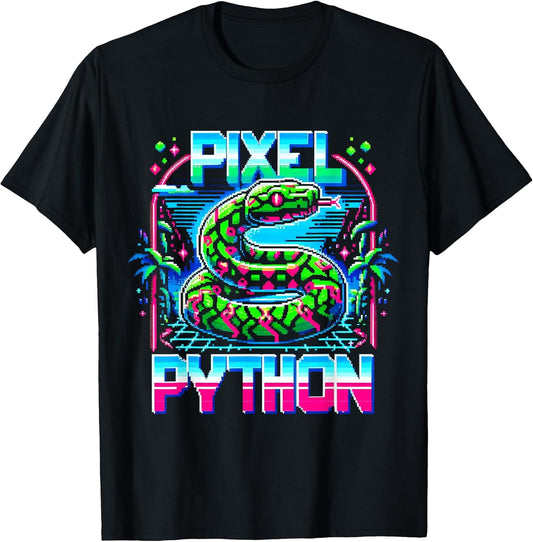 Pixel Python Tee - Retro Jungle Vaporwave Art - Snake Lover T-Shirt