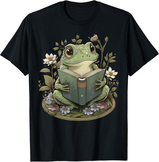 Cute Cottagecore Floral Frog Aesthetic Girls Women Graphic T-Shirt Small