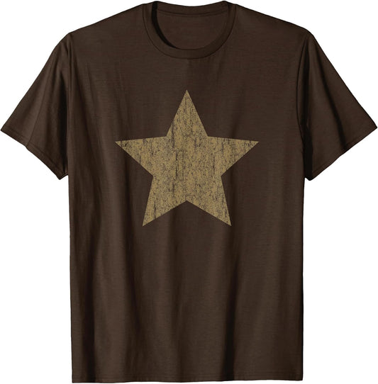 Grunge Star Distressed Retro Vintage Brown Graphic T-Shirt