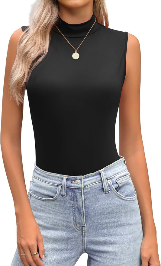 Womens Mock Turtleneck Tank Tops 2026 Slim Fitted Sleeveless Top Stretchy Basic Casual Layer Tee Shirts