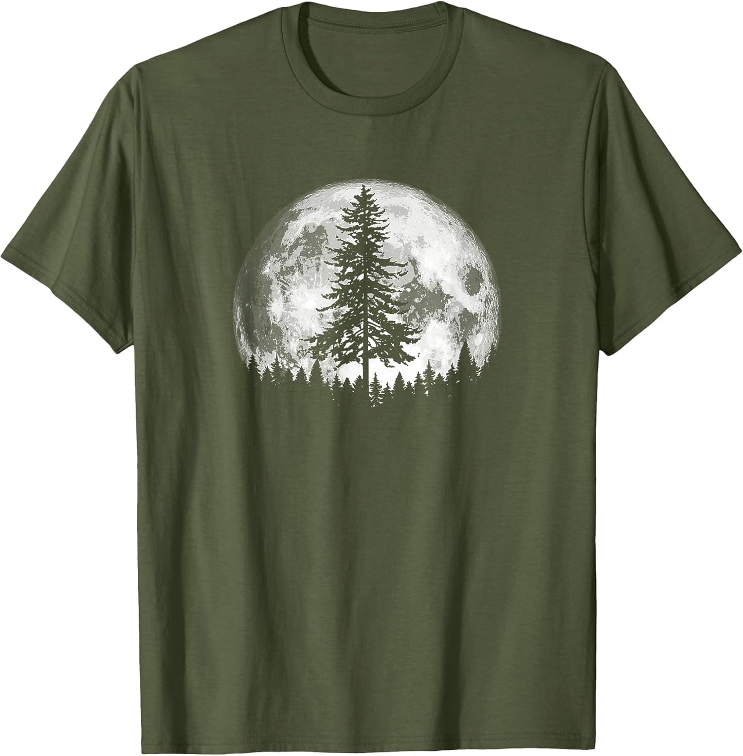 Retro Full Moon & Minimalist Pine Tree Vintage Graphic T-Shirt