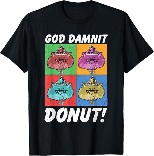 God Damnit Donut Cat Pop Art Book T-Shirt