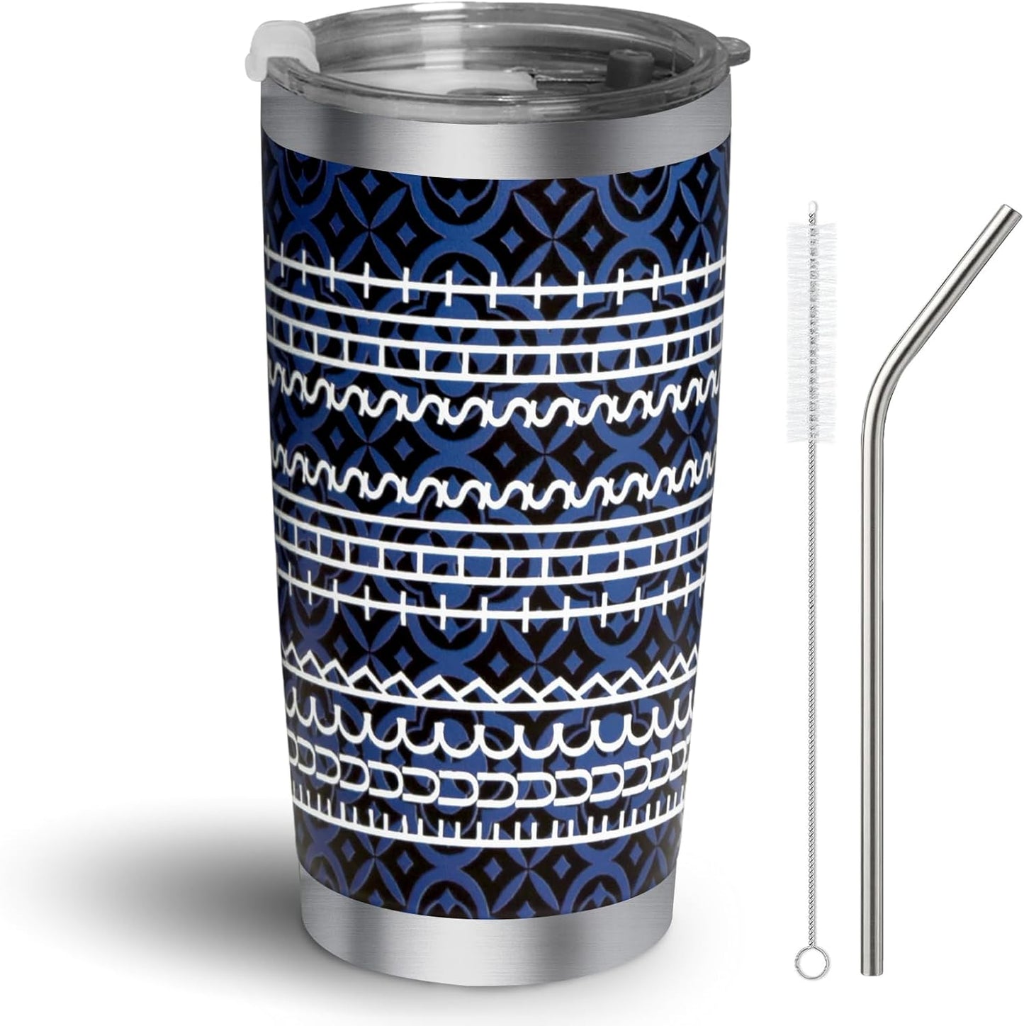 20oz Hidden Message Coffee Tumbler, White Elephant Gifts for Adults, Funny Stainless Steel Travel Mug, Gag Gift for Coworkers, Novelty Office Gift for Women, Men, Friends (Blue Pattern)