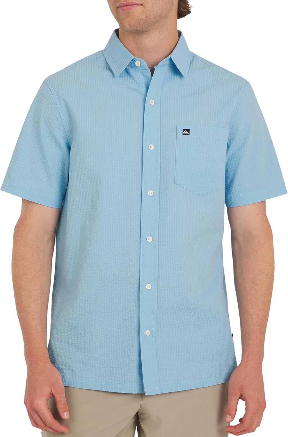 Men's Regular Fit Premium Cotton Short Sleeve Button Down Seersucker Shirt
