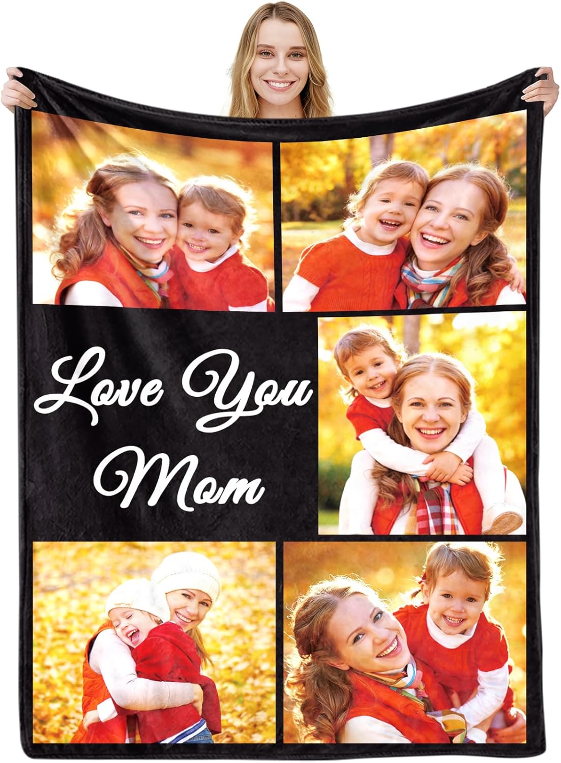 EVER2000 Mothers Day Personalized Blanket Gifts for Mom Custom Blanket with Picture & Text Customized Photo Throw Blankets Birthday Anniversary Memorial Gifts for Women Mother Grandma