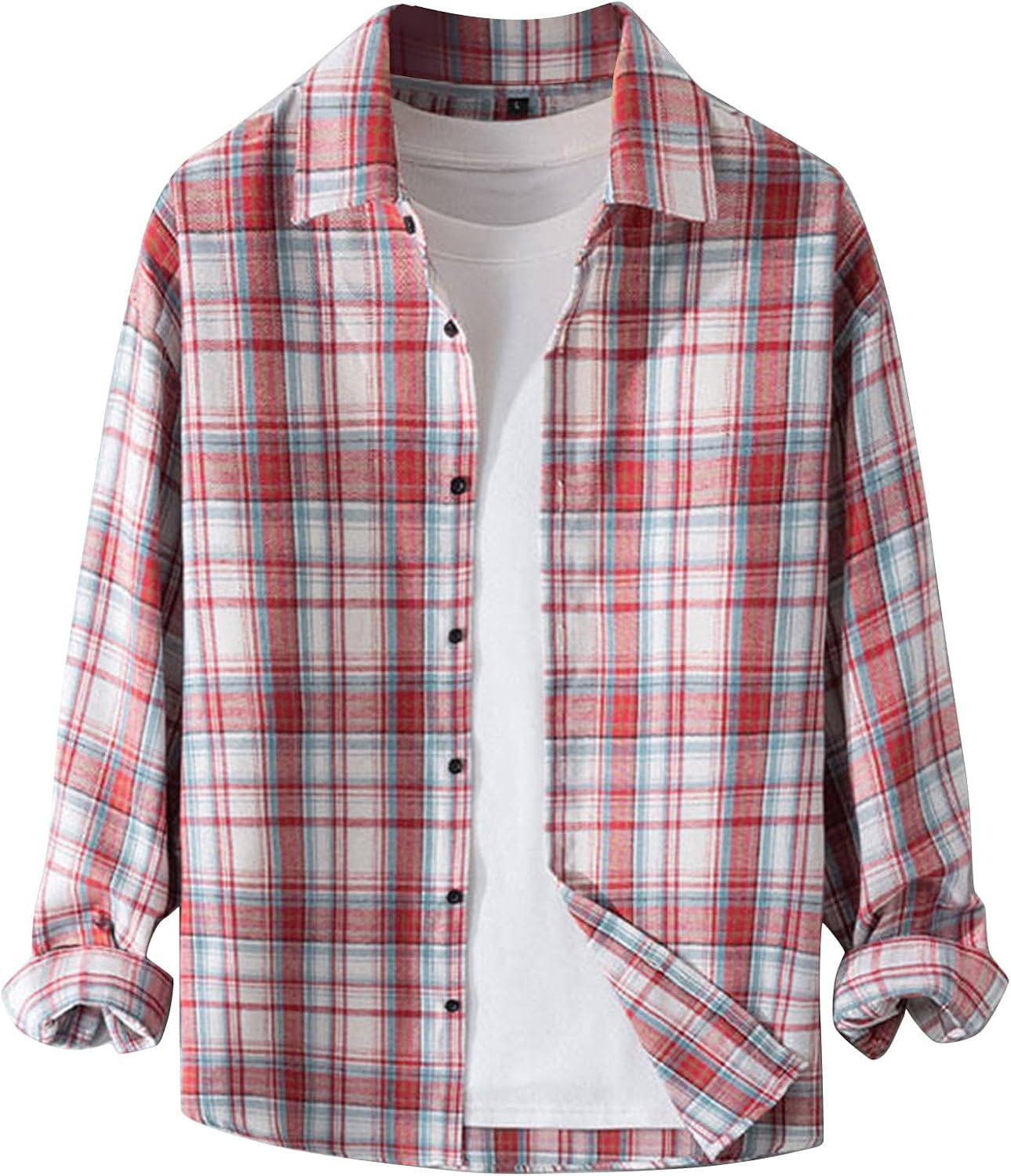 Men's Casual Shirts Long Sleeve Button Down Collared Work Plaid Dress Shirts, M-3XL