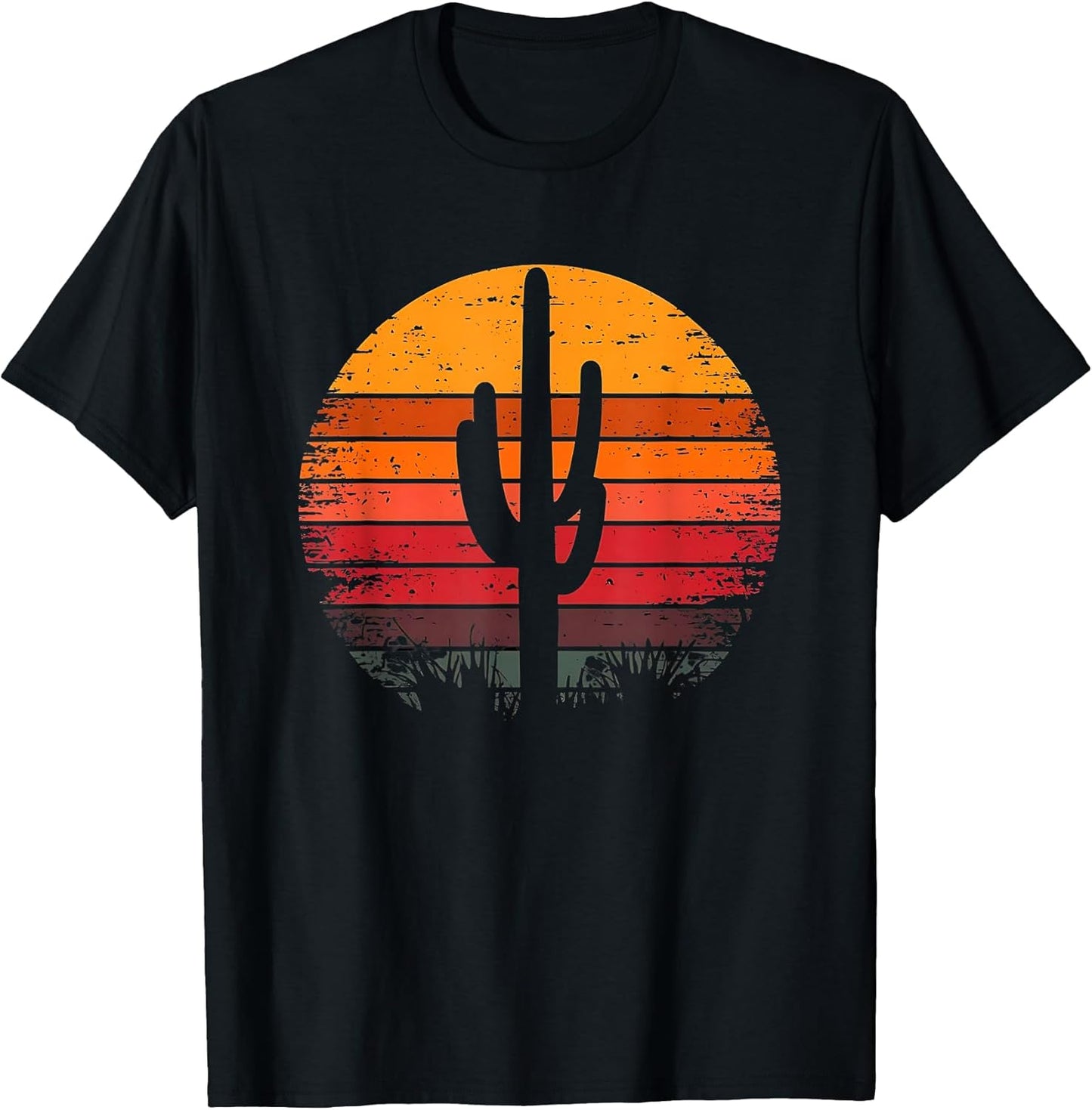 Retro Sunset Saguaro Cactus Vintage Desert Design Graphic T-Shirt