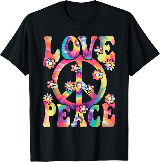 Love Peace Sign 60s 70s Hippie Costume Women Girls T-Shirt