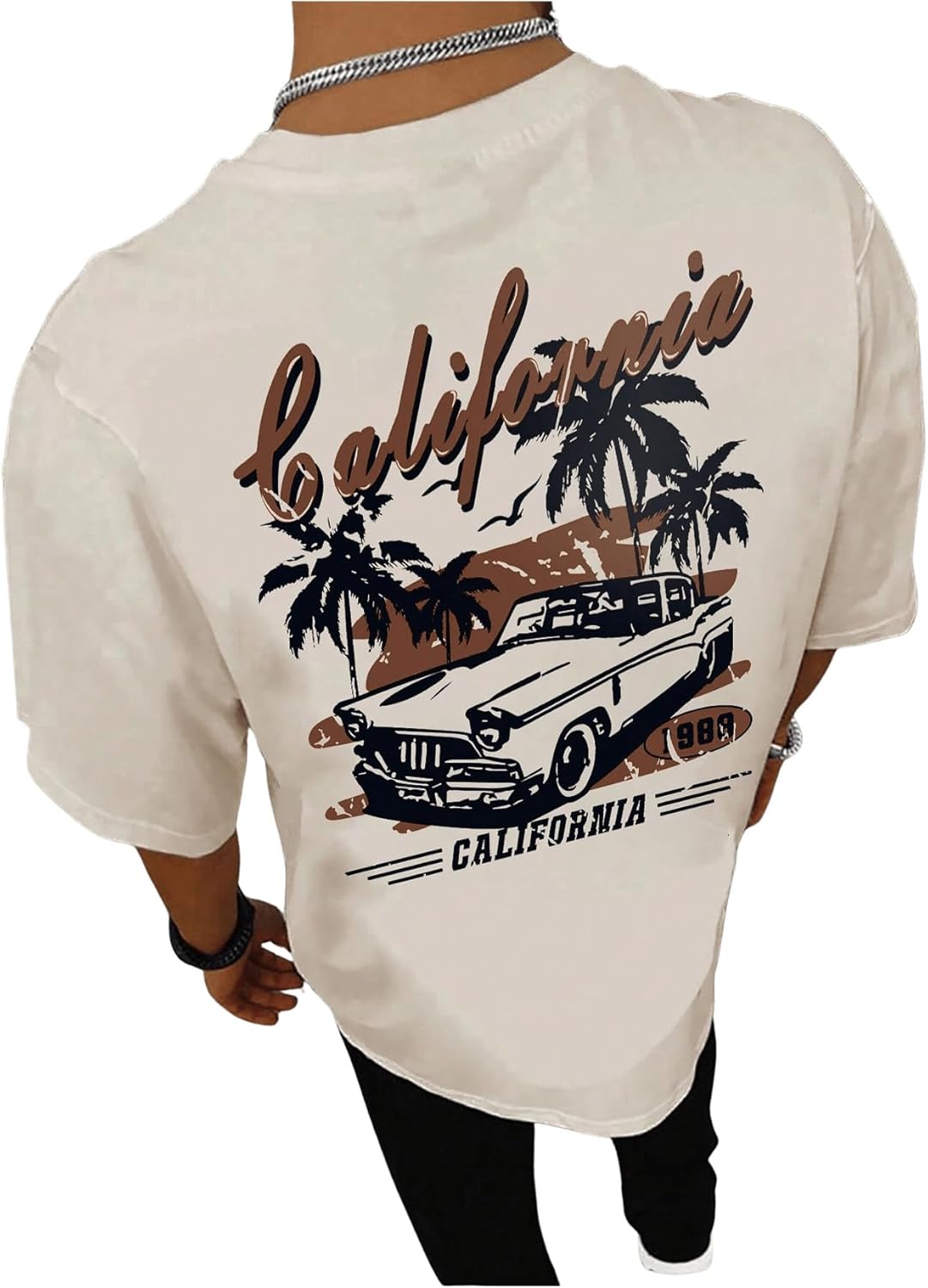 Men's Round Neck Vintage Graphic T-Shirt Short Sleeve Casual Loose Tee Top