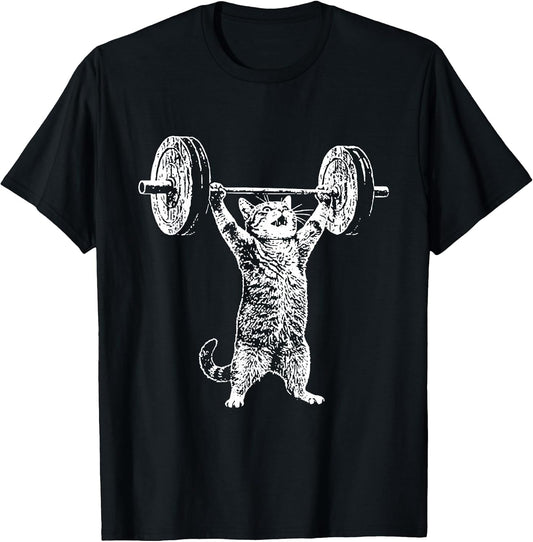 Funny Cat Gym Workout Deadlift Cat Meme Gym Pump Kitten T-Shirt