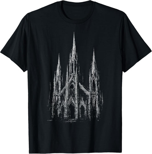 Gothic Church Cathedral Grunge Goth Dark Alt Aesthetic Art T-Shirt