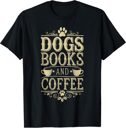 Dogs Books Coffee for Book Lover Shelter JM